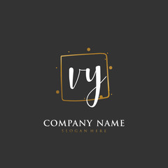 Handwritten initial letter V Y VY for identity and logo. Vector logo template with handwriting and signature style.