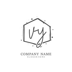 Handwritten initial letter V Y VY for identity and logo. Vector logo template with handwriting and signature style.
