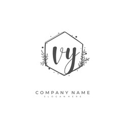 Handwritten initial letter V Y VY for identity and logo. Vector logo template with handwriting and signature style.