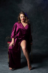 Girl draped in velvet