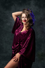 Girl draped in velvet