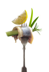 Herring fillet in oil  with lemon, green cucumber, onion and rosemary.
