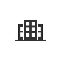 Building icon in flat style. Town skyscraper apartment vector illustration on white isolated background. City tower business concept.