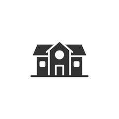Building icon in flat style. Home vector illustration on white isolated background. House business concept.