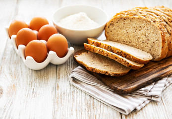 Bread, eggs and flour