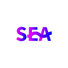 Sea word, gradient lettering