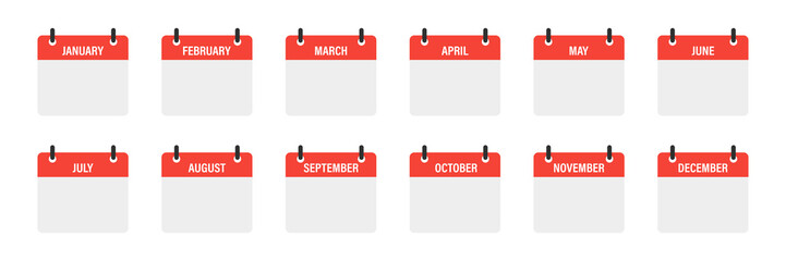 Fototapeta Calendar mounts isolated vector icons on white background. Week calendar schedule. Business plan schedule. obraz