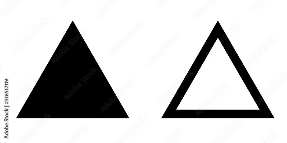 Wall mural triangles vector isolated icons on white background. abstract shape. simple isolated pictogram. outl