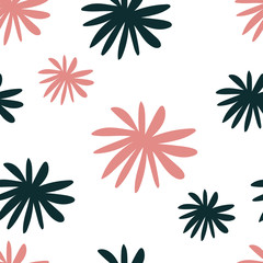 Seamless vector floral pattern on the white background. Vector modern illustration for postcard, invitation, wallpaper, clothes, greeting card, textile  etc.