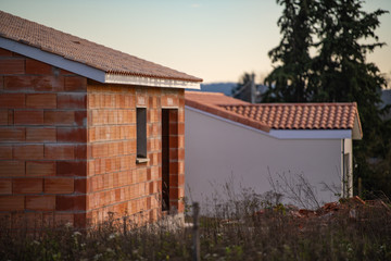 Fototapeta premium Construction site of an new built house