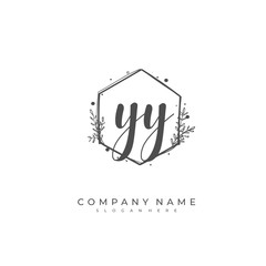 Handwritten initial letter Y YY for identity and logo. Vector logo template with handwriting and signature style.