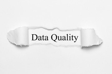 Obraz premium Data Quality on white torn paper