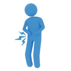 お腹の痛み青いピクトグラム３DCG画像