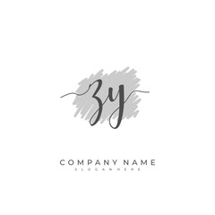 Handwritten initial letter Z Y ZY for identity and logo. Vector logo template with handwriting and signature style.