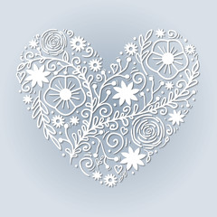 Paper cut heart. Template for Valentines day and greeting card backgrounds.