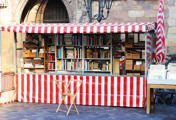 market stand with old books