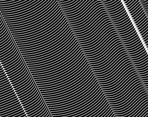 : Digital image with a psychedelic stripes Wave design black and white. Optical art background. Texture with wavy, curves lines. Vector illustration 11.eps