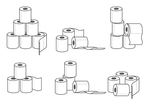 Collection of different groups of toilet paper rolls. Vector illustration