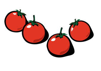 Bunch of cherry tomatoes. Pop-art. Retro style. Vector illustration