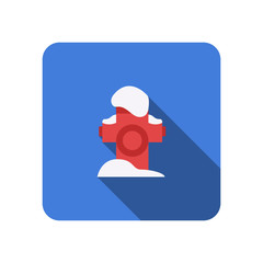 hydrant with a long shadow in winter flat icon vector illustration