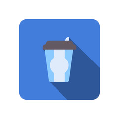 coffee cup flat icon with long shadow vector illustration