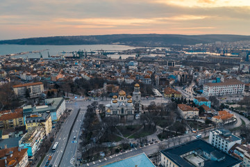 Fototapeta premium Dormition of the Mother of God Cathedral, Varna Drone shot
