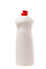 White Plastic Cleanser, Detergent, Abstergent, Liquid Soap  On White Background Isolated.