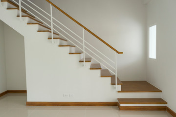interior view of with  wooden stairs elevation in house. 