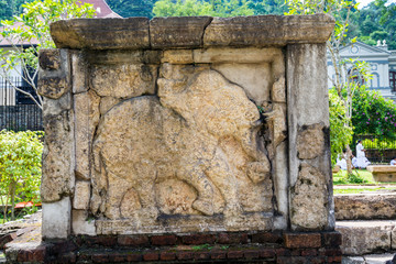 Bas-Relief With The Figure Of An Elephant at Sri Dalada Maligawa or the Temple of the Sacred Tooth Relic, a Buddhist temple in Kandy, Sri Lanka. which houses the relic of the tooth of the Buddha.
