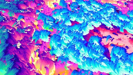 Multicolor background. Glitch. Creative digital design. 3d illustration. Creative psychedelic art. Futuristic fluorescent wallpaper. Vibrant vivid colors.