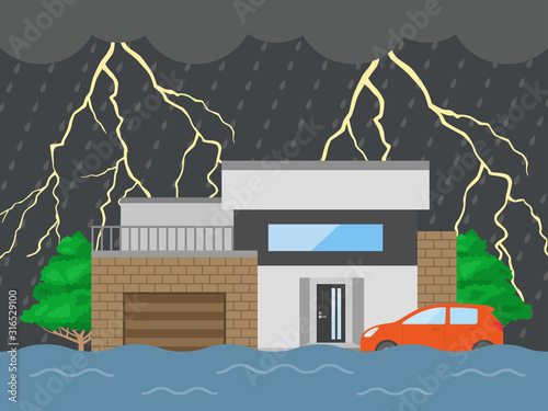 雷雨のイラスト Wall Mural Wallpaper Murals Wallsheaven R Design