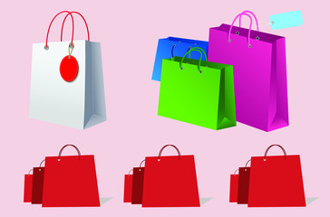 set of shopping bags isolated on white
