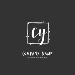 Handwritten initial letter C Y CY for identity and logo. Vector logo template with handwriting and signature style.