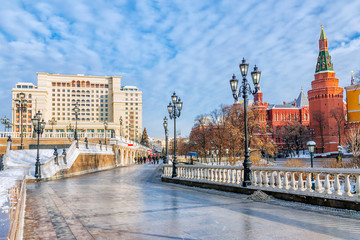 winter view of the Alexander park in Moscow, Russia