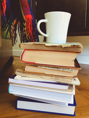 Stack of old book, vintage interior