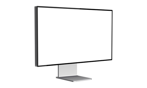 Modern computer monitor mockup isolated on white background side view. Vector illustration