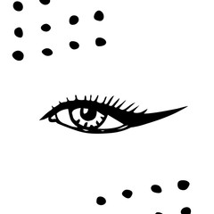 Obraz premium Hand drawn illustration. An open female eye with long lashes. Simple sketch, black lines.
