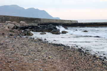 The seascape.The promenade winter sea, Crimea.