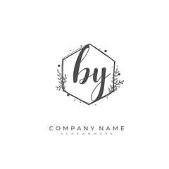 Handwritten initial letter B Y BY for identity and logo. Vector logo template with handwriting and signature style.