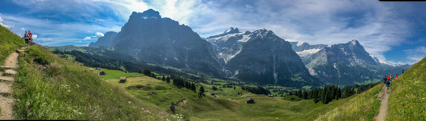 Fototapeta na wymiar Panoramic view of Swiss Alps in Grindelwald, Switzerland