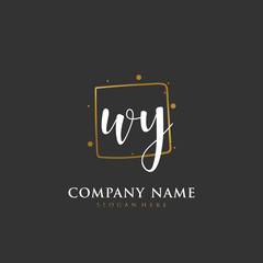  Handwritten initial letter W Y WY for identity and logo. Vector logo template with handwriting and signature style.