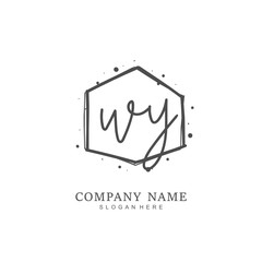 Handwritten initial letter W Y WY for identity and logo. Vector logo template with handwriting and signature style.