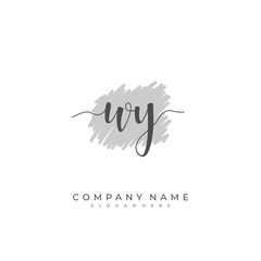  Handwritten initial letter W Y WY for identity and logo. Vector logo template with handwriting and signature style.
