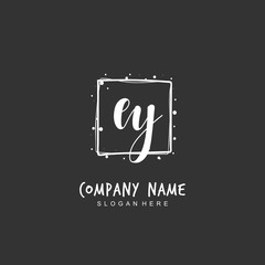 Handwritten initial letter E Y EY for identity and logo. Vector logo template with handwriting and signature style.