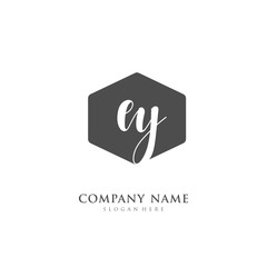 Handwritten initial letter E Y EY for identity and logo. Vector logo template with handwriting and signature style.