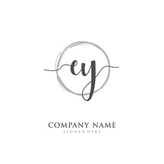 Handwritten initial letter E Y EY for identity and logo. Vector logo template with handwriting and signature style.