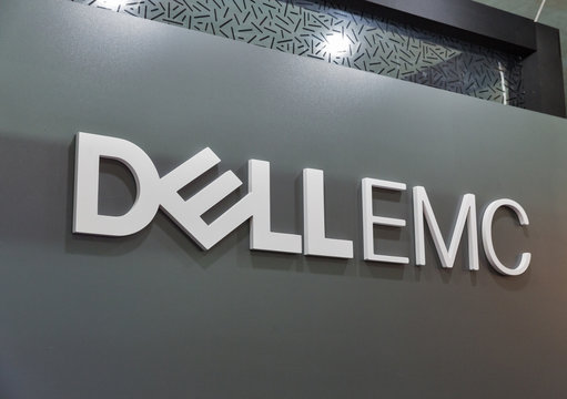 Dell Emc booth at CEE 2019 in Kyiv, Ukraine.