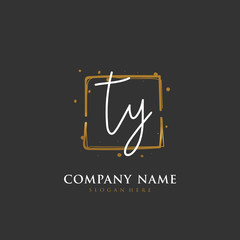 Handwritten initial letter T Y TY for identity and logo. Vector logo template with handwriting and signature style.