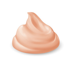 Pink Cream Texture Isolated on White Background. Facial Creme, Foam, Gel or Body Lotion Skincare Icon. Illustration Ice Cream Product Swatch