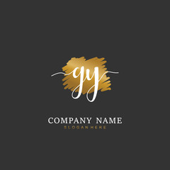 Handwritten initial letter G Y GY for identity and logo. Vector logo template with handwriting and signature style.